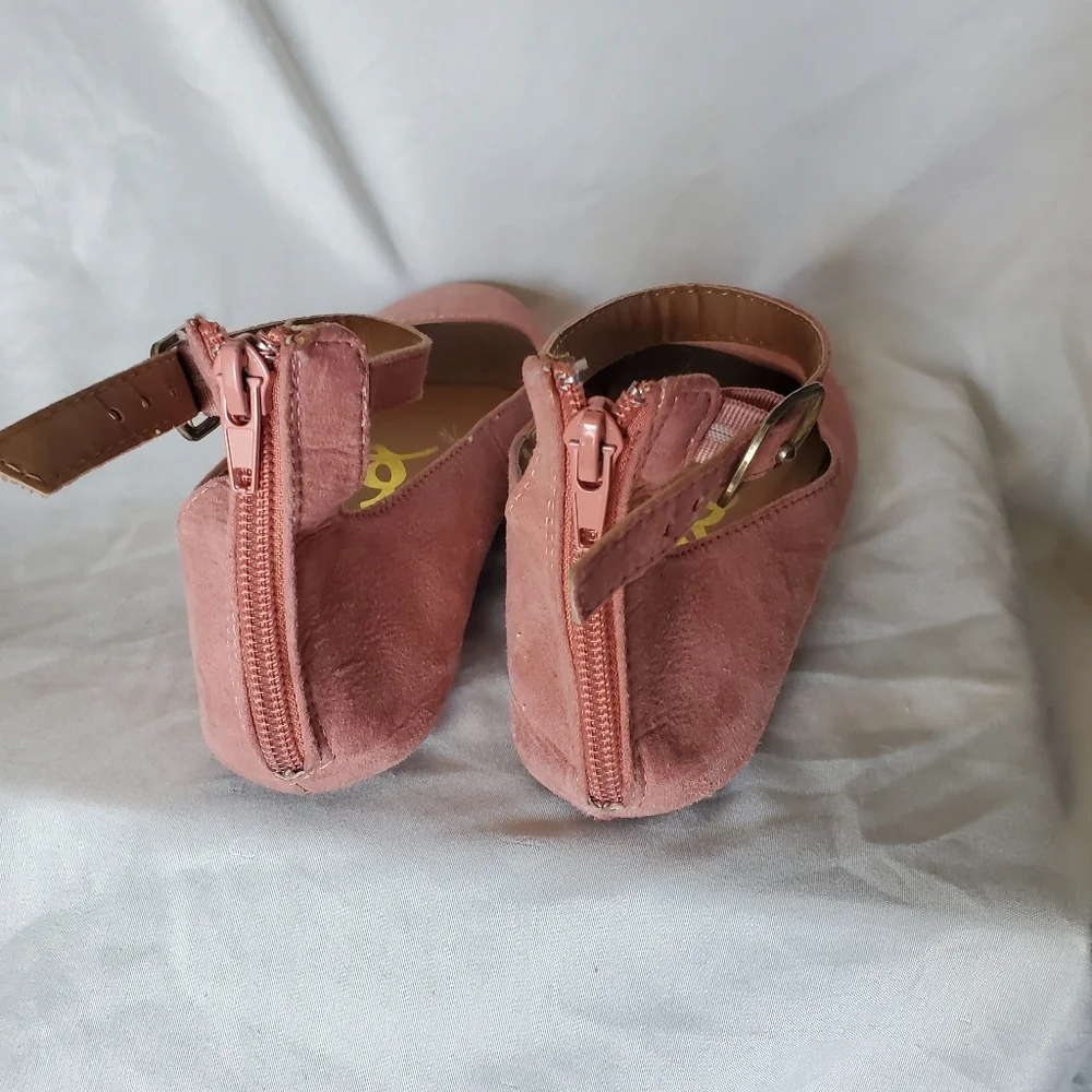 Qupid Girls Shoes Pink Babydoll Ballet Flats Just Be Black Slides Sandals Size 6